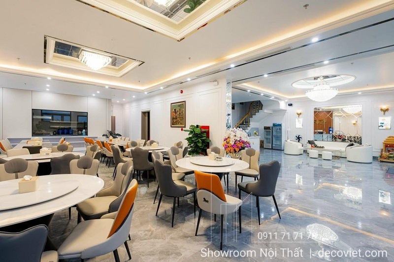 bàn tròn nhà hàng mặt đá 6 ghế