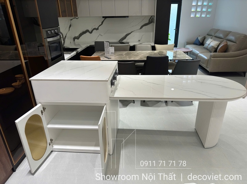 bàn ăn kết hợp bàn đảo bếp thông minh