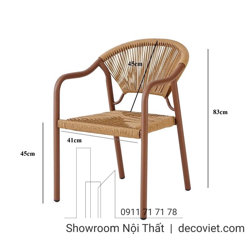 ghế sắt giả gỗ ngoài trời