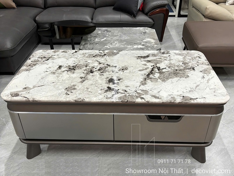 Bàn sofa mặt đá nhập khẩu đồng bộ kệ tivi 111T
