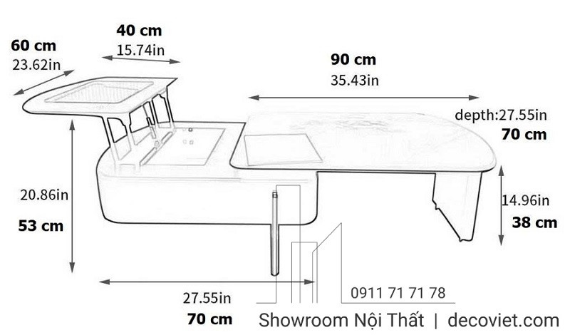 kích thước bàn sofa cao cấp