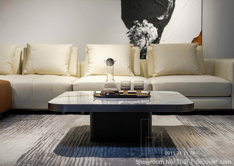 bàn sofa cao cấp hiện đại chân trụ kim loại vững chắc