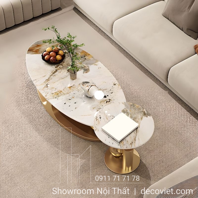 Bộ bàn trà đôi hiện đại kết hợp bàn tab phụ tiện lợi