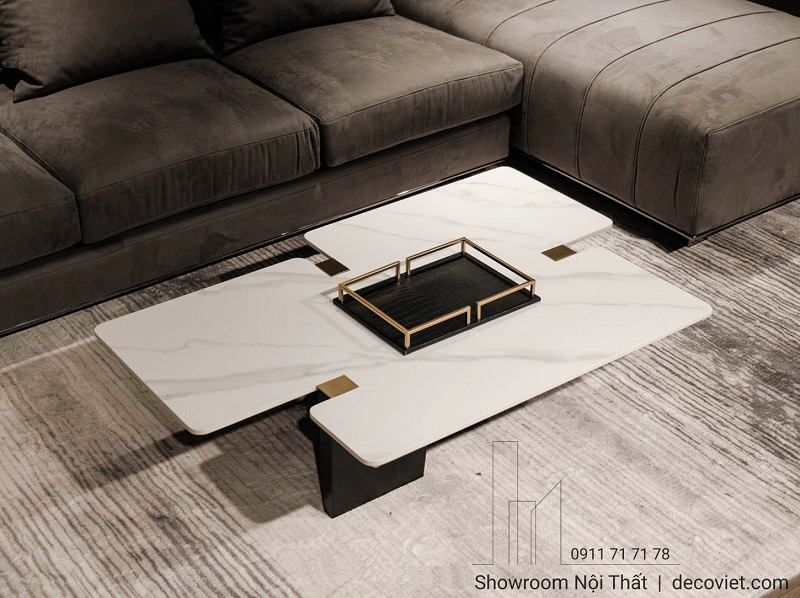 bàn sofa cao cấp 482S mặt đá vân mây cho phòng khách hiện đại