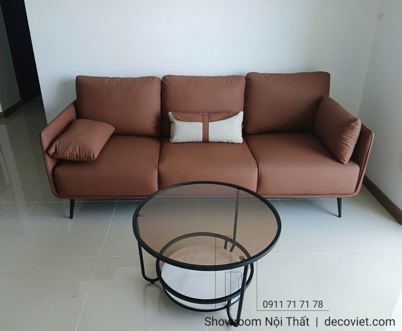 bàn sofa tròn mặt kính hiện đại
