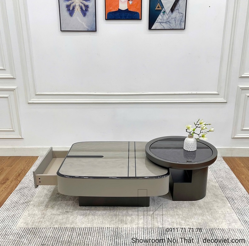 Bàn trà nhập khẩu 450S dạng bàn đôi vuông và tròn tinh tế cho phòng khách