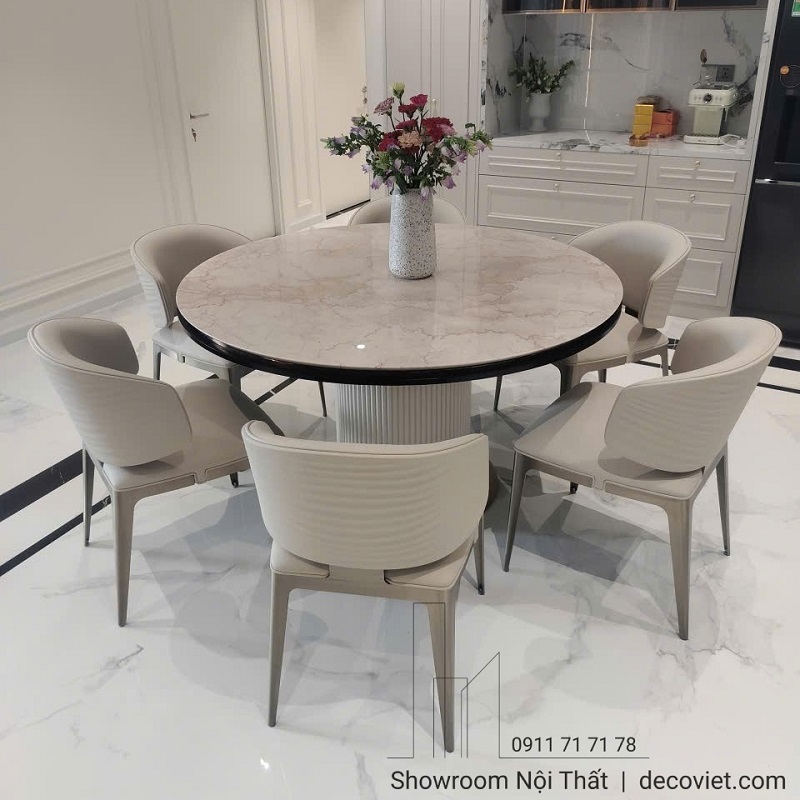 Bàn Tròn Chân Gỗ 6 Ghế 3035S