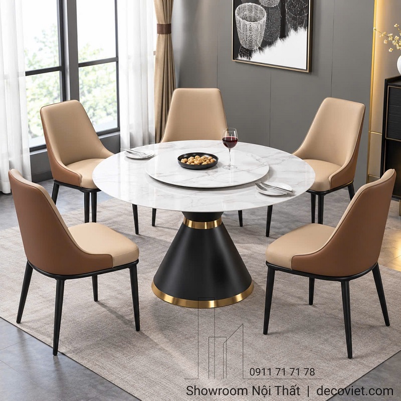 Bàn Tròn Xoay Mặt Đá 6 Ghế Giá Rẻ 3051S