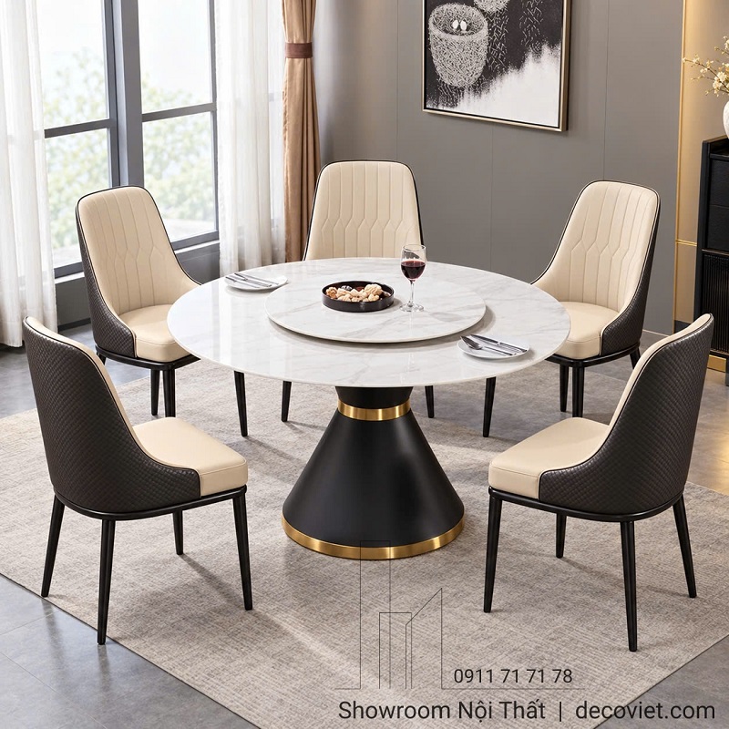 Bàn Tròn Xoay Mặt Đá 6 Ghế Giá Rẻ 3051S