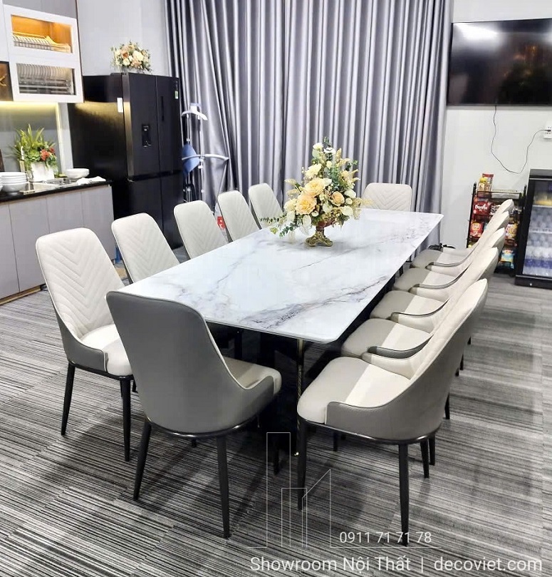 Bộ bàn ăn 12 ghế hiện đại cho phòng ăn rộng