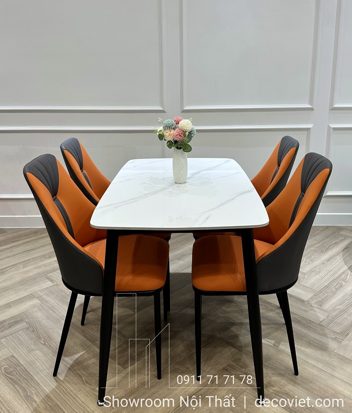 bộ bàn ăn 4 người mặt đá 1m2