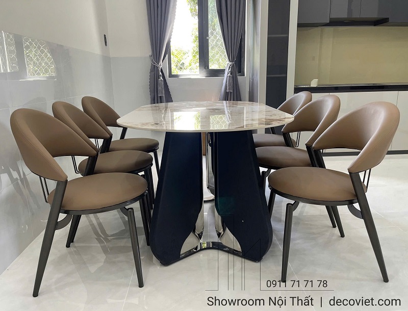 Bàn ăn 6 ghế mặt đá cao cấp thiết kế hiện đại 2722S