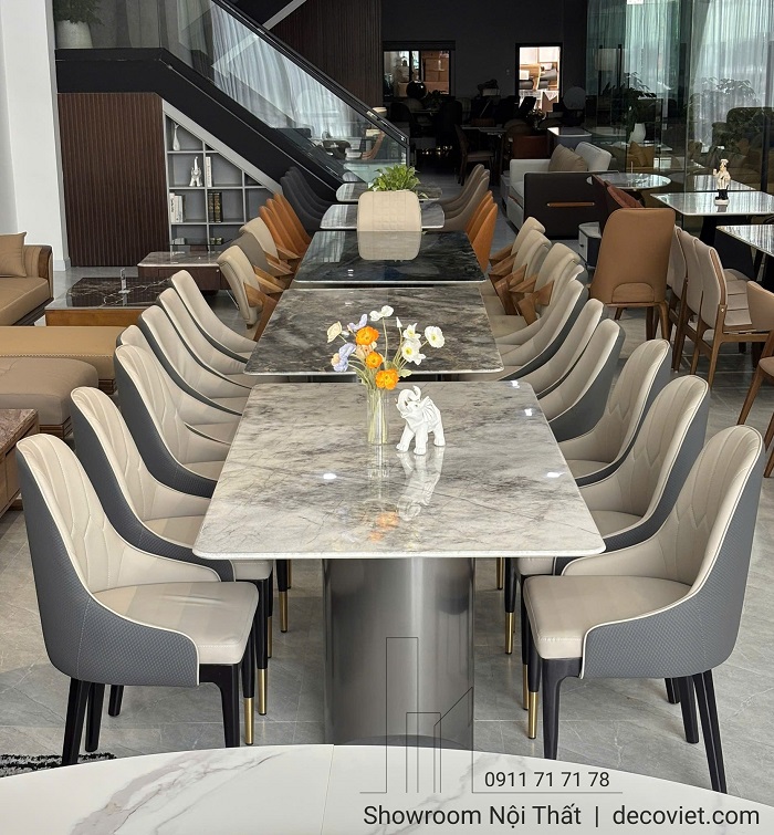 Bàn ăn 6 ghế cao cấp 2809S chân trụ thép sơn tĩnh điện hiện đại