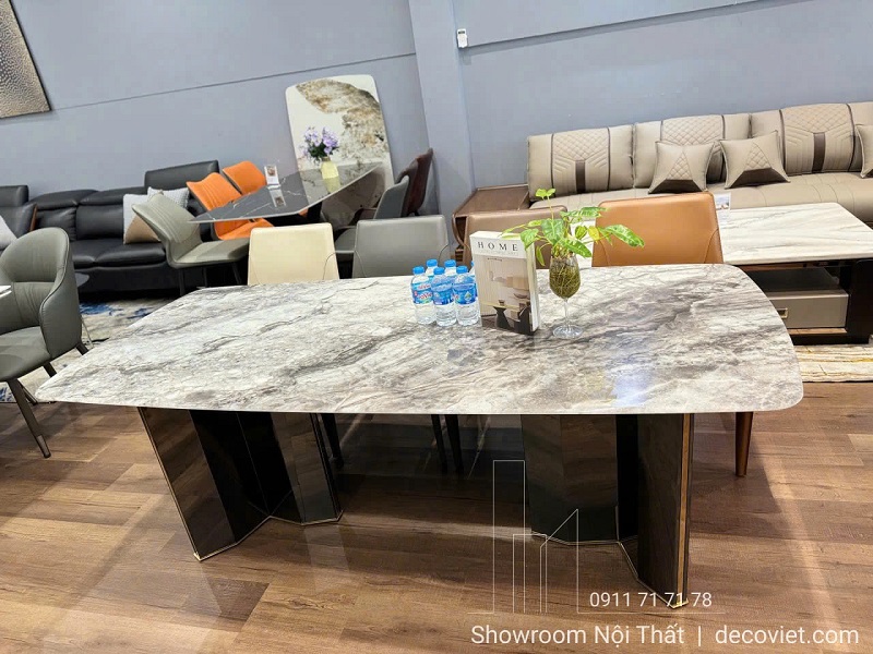 bộ bàn ăn mặt đá tự nhiên nhập khẩu