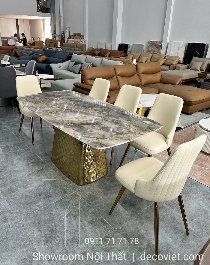 bàn ăn 6 ghế mặt đá hiện đại
