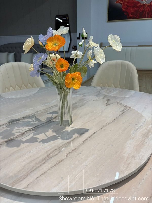 Bộ bàn ghế ăn tròn 6 ghế 2807S cho nhà phố và căn hộ