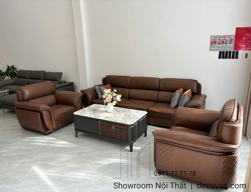 bộ ghế sofa da cao cấp gồm sofa 3 chỗ và 2 ghế đơn