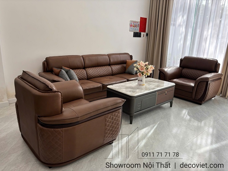 sofa da bò thật 1012T thiết kế vững chắc, đệm êm ái