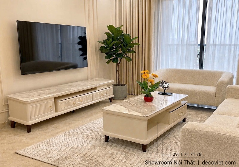 Combo Kệ Tivi Bàn Sofa Mặt Đá 128T