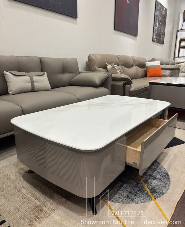 Bàn sofa mặt kính giả đá 436S dễ lau chùi và bền màu