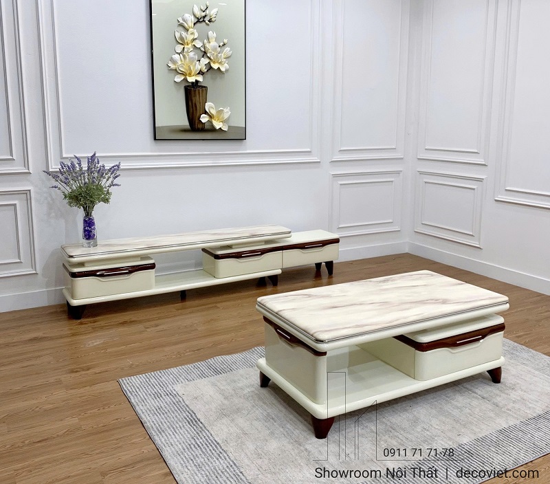 Bàn trà mặt đá kết hợp kệ tivi 106T – lựa chọn tối ưu cho căn hộ chung cư