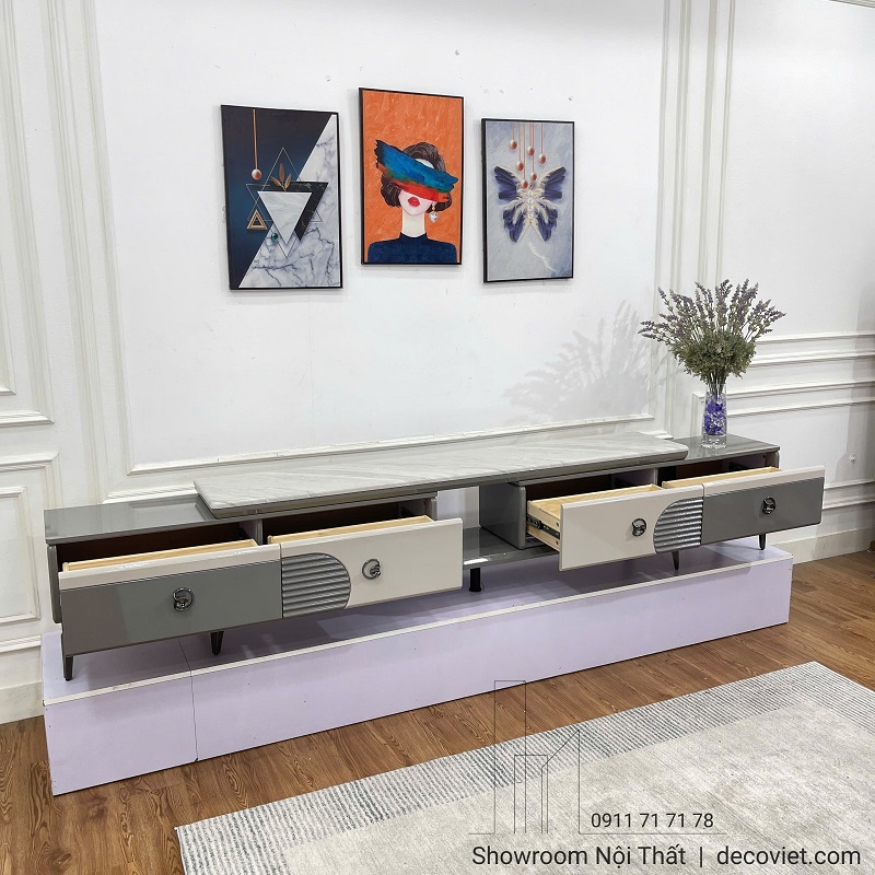 Kệ tivi mặt đá kéo dài phù hợp chung cư và nhà phố