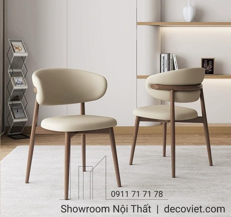 Ghế ăn gỗ bọc nỉ cao cấp thiết kế tay cong hiện đại sang trọng