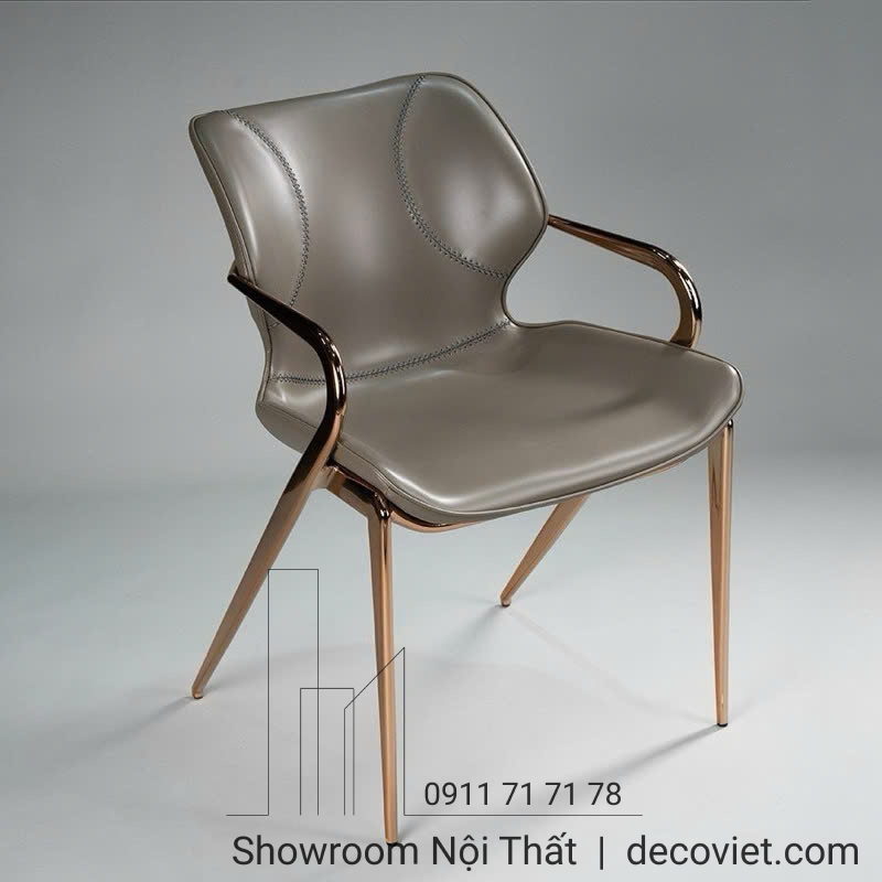 Ghế ăn bọc da màu xám chân inox đẹp sang thời thượng