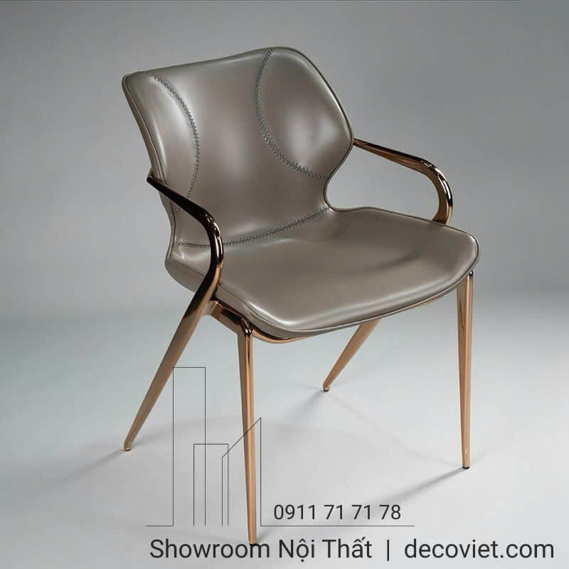ghế ăn bọc da chân inox vàng hồng cao cấp