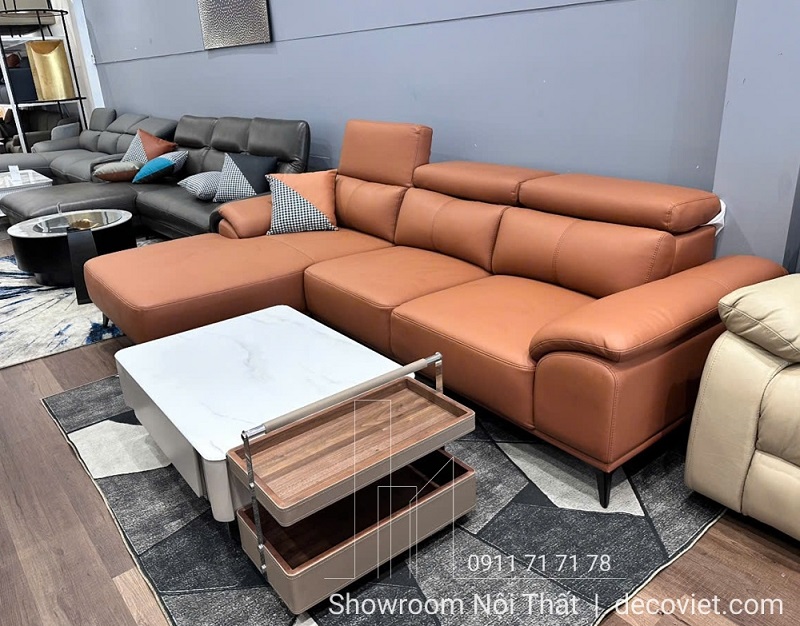 ghế sofa da chữ L hiện đại, tối ưu không gian phòng khách