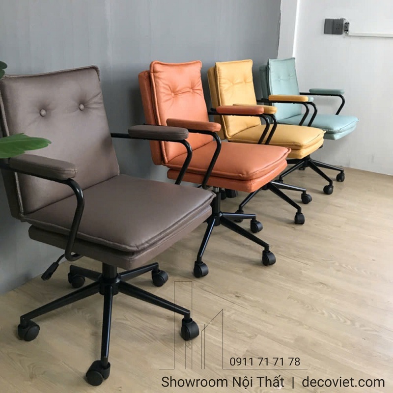 ghế văn phòng chân xoay bọc da cao cấp