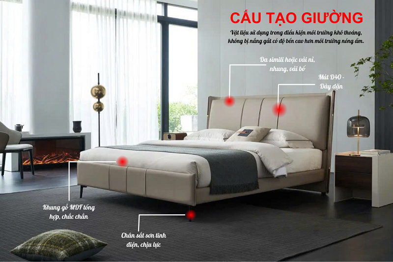 giường ngủ bọc da hiện đại