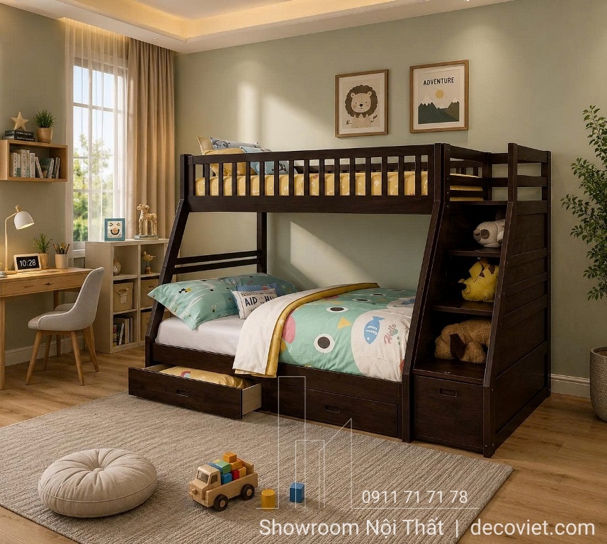 Giường Tầng Cho Bé 402T – Nâu