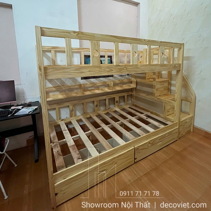 Thiết kế giường 2 tầng chắc chắn, dễ kết hợp với nhiều phong cách nội thất trẻ em