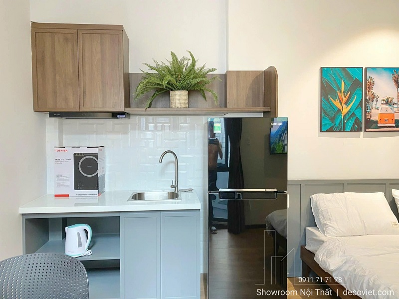 căn hộ dịch vụ 1pn sau khi thi công nội thất trọn gói