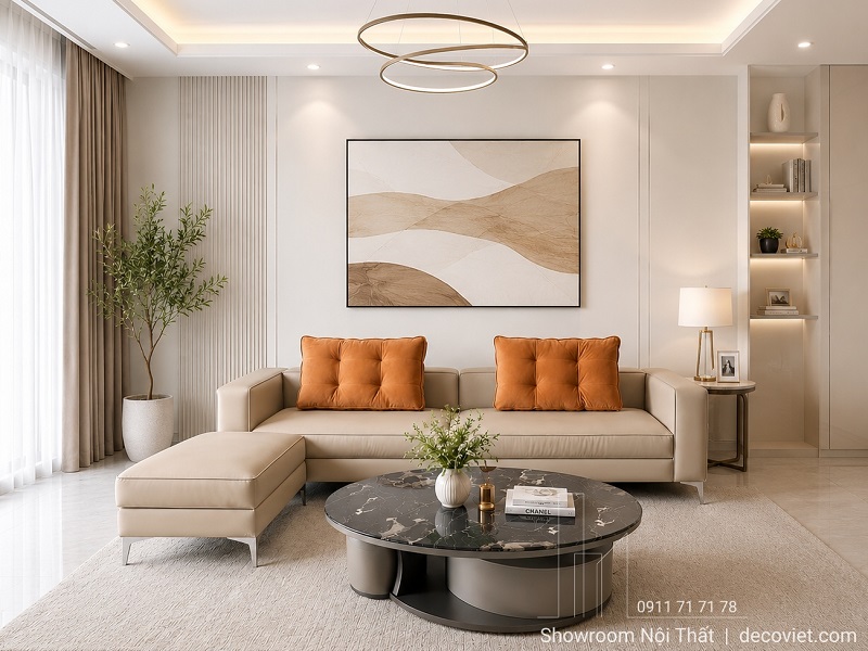 mẫu ghế sofa băng bọc da hiện đại, sang trọng cho phòng khách