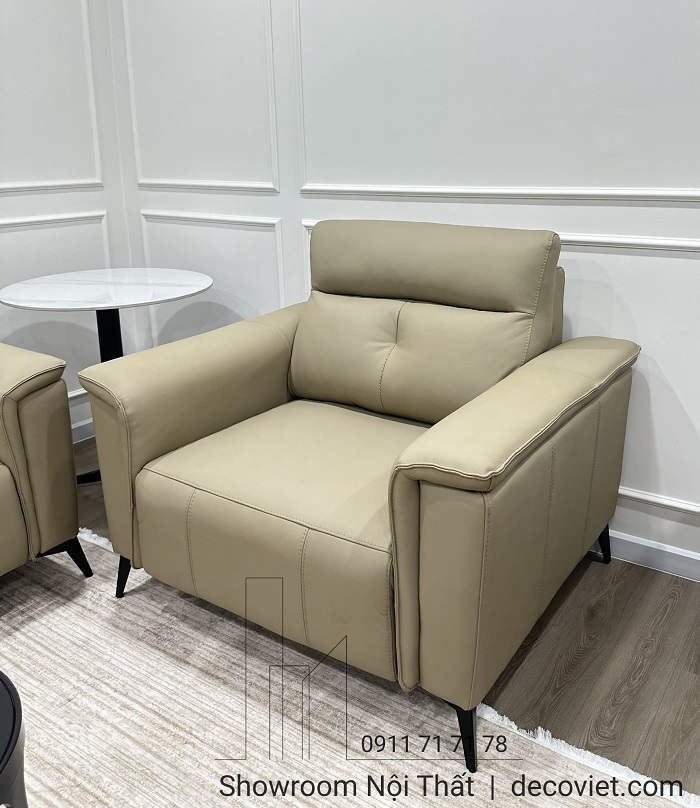 Bộ sofa da thật chỉnh điện kèm ghế đơn và đôn thư giãn