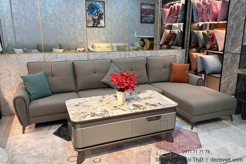 sofa góc L bọc da cao cấp 1148T thiết kế sang trọng