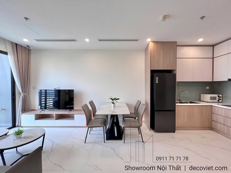 Bàn ăn mặt đá trắng mịn vân nhẹ sang trọng, kết hợp cùng chân sắt sơn tĩnh điện vững chắc