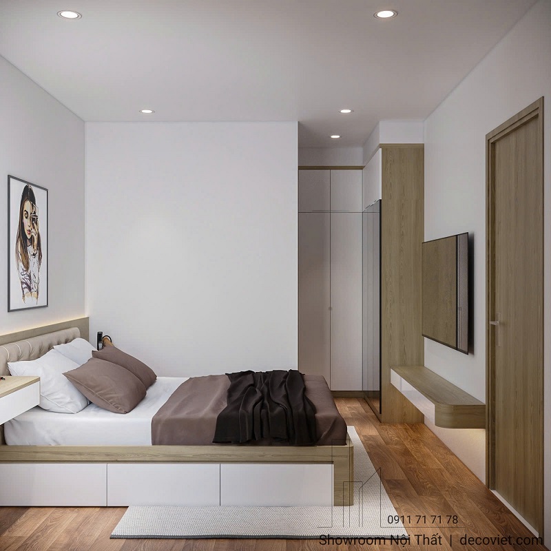 Phòng ngủ căn hộ EastMark City bố trí tủ quần áo linh hoạt công năng