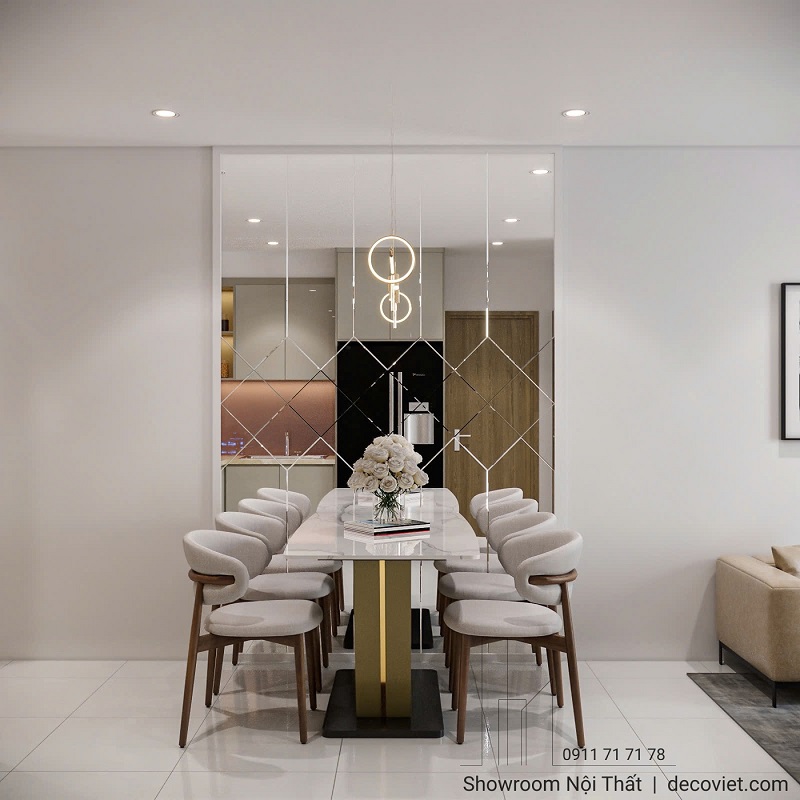 Bàn ăn chung cư EastMark City thiết kế gọn gàng phù hợp sinh hoạt gia đình