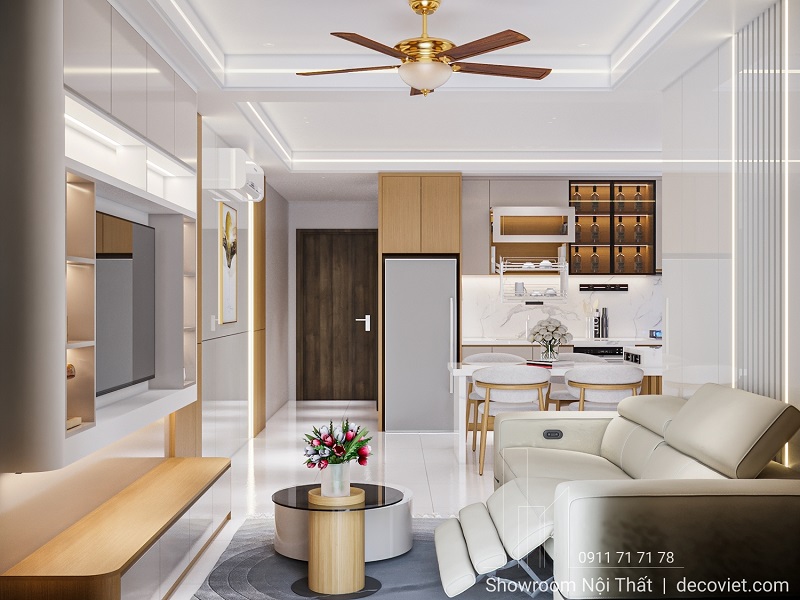 Thiết kế phòng khách liền bếp Saigon South Residences