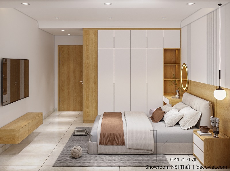 Phòng ngủ phụ căn hộ Tecco Linh Đông bố trí gọn gàng, tiện nghi