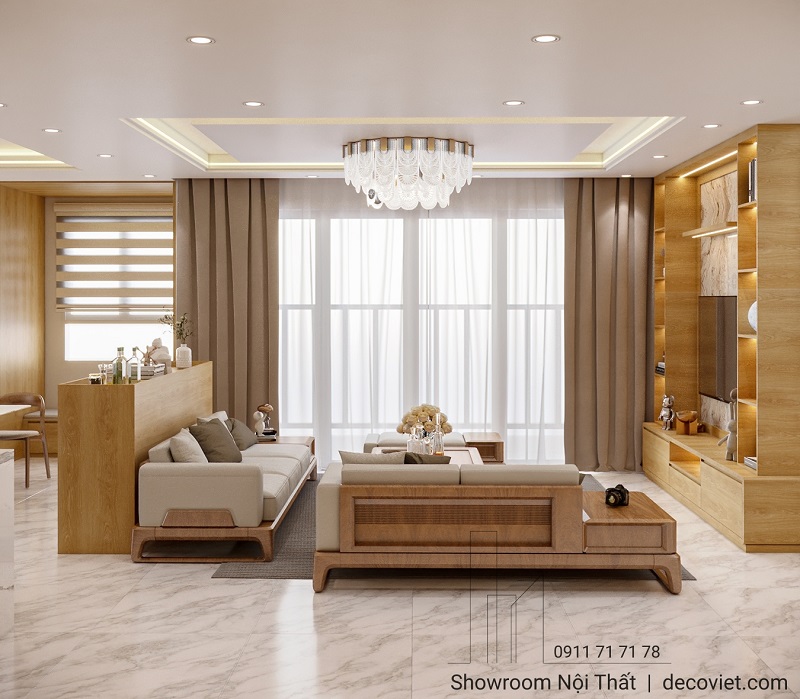 Khu vực tiếp khách trong căn hộ Tecco Linh Đông thiết kế tinh tế