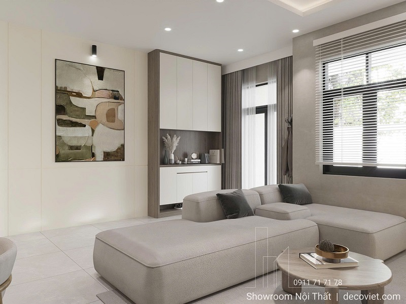 phòng khách nhà phố phong cách tối giản sang trọng