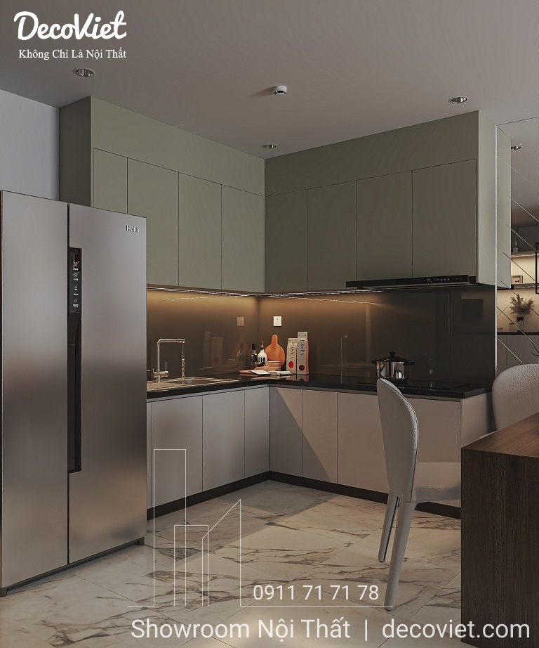 Thiết kế tủ bếp đẹp căn hộ SKY VIEW Bình Dương