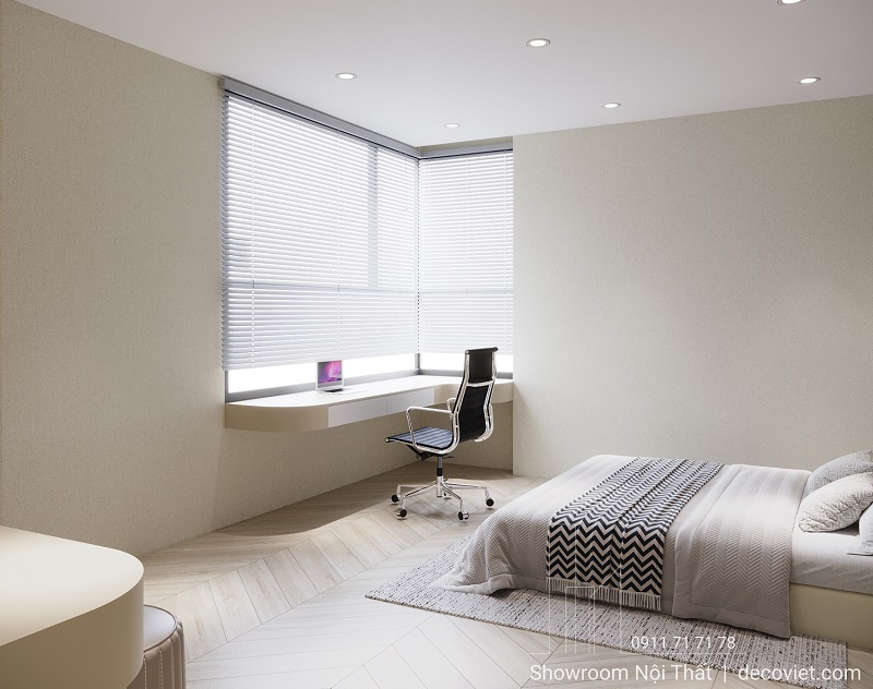 Bàn làm việc cạnh cửa sổ phòng ngủ master