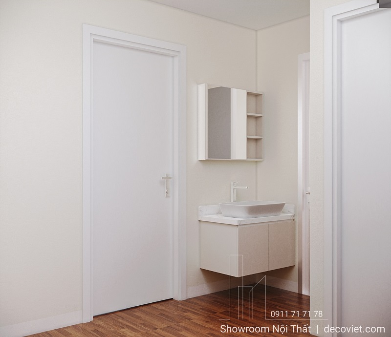 Khu vực lavabo được đặt tách riêng bên ngoài nhà vệ sinh