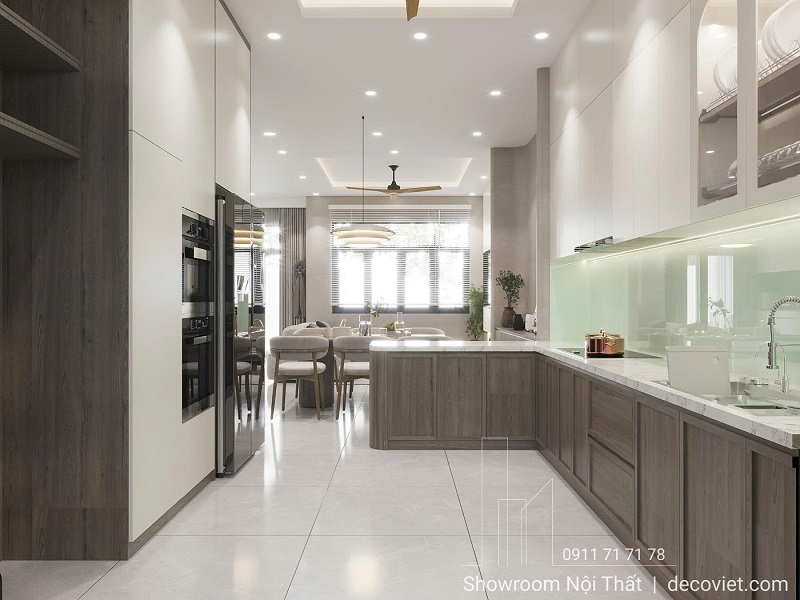 thiết kế phòng bếp nhà phố Bình Dương hiện đại, thông thoáng