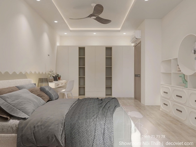 thiết kế phòng ngủ bé gái lầu 3 nhà phố hiện đại